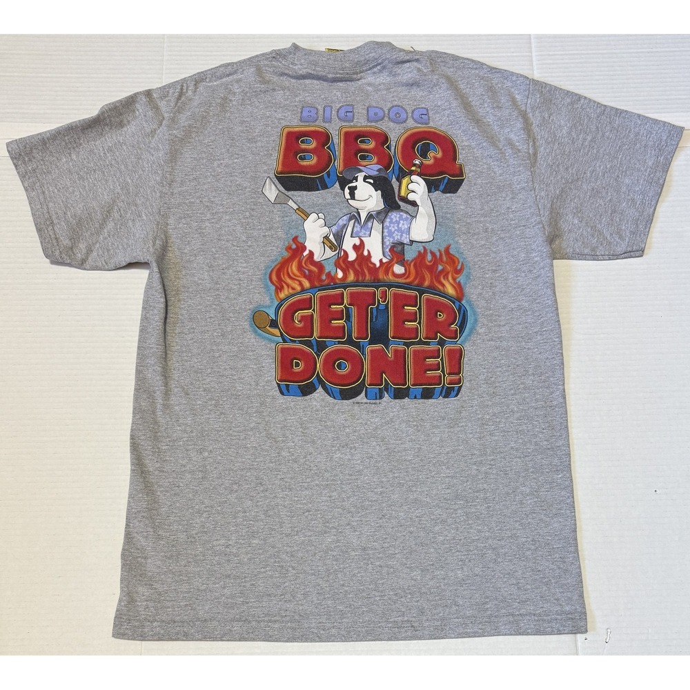 BIG DOGS - Men's Vintage Y2K Gray GET'ER DONE Shor Sleeve T-shirt - Small/Medium